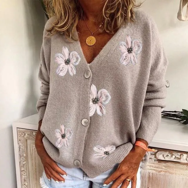 BerryBetty - Floral Embroidery Casual Cardigan