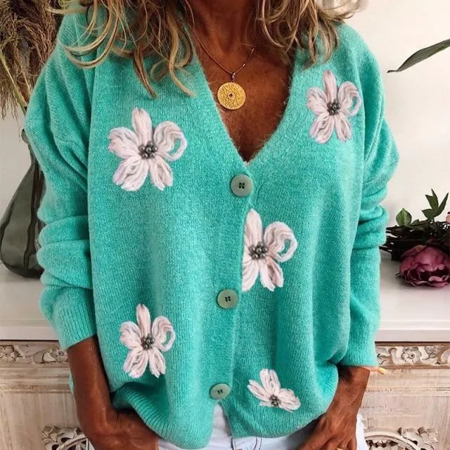 BerryBetty - Floral Embroidery Casual Cardigan