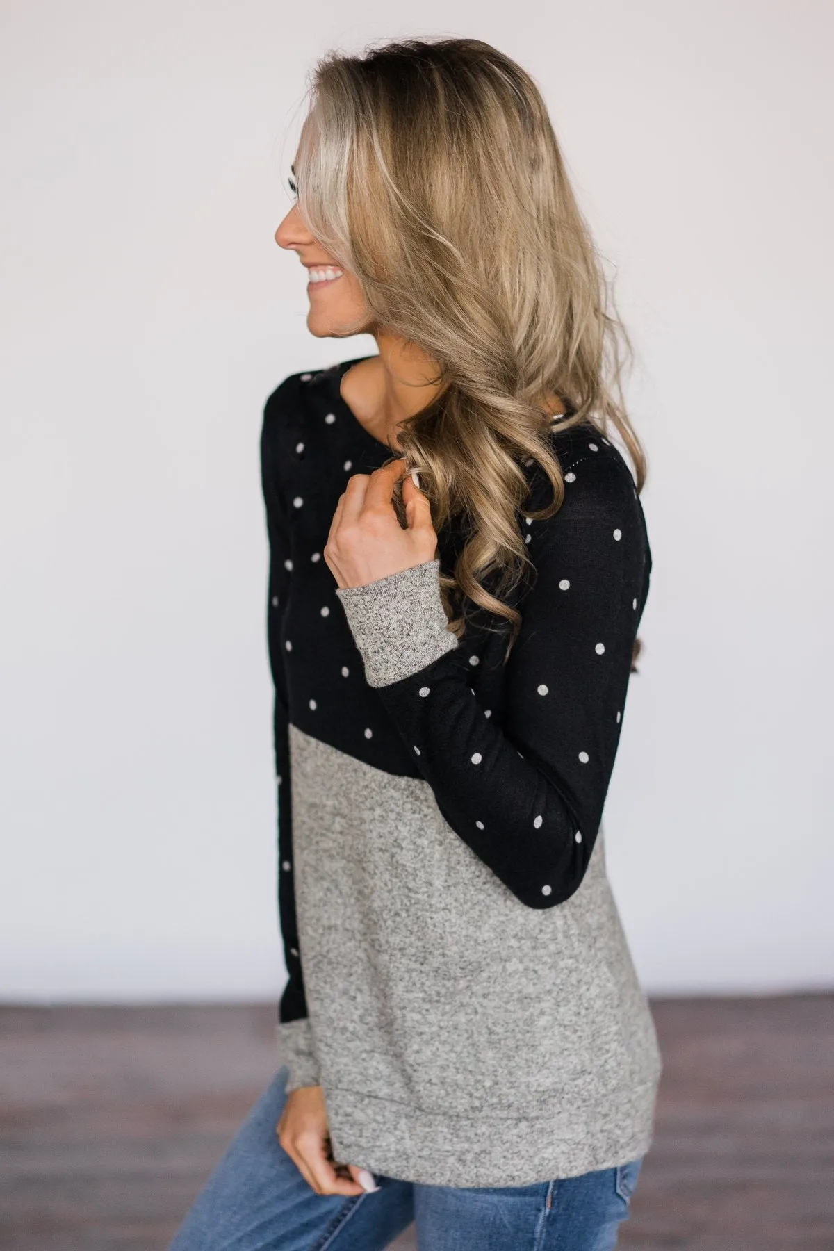Black & Grey Polka Dot Sweater