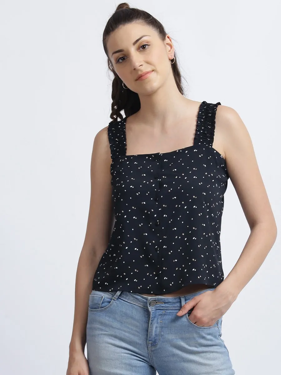 Black Polka Strappy Top