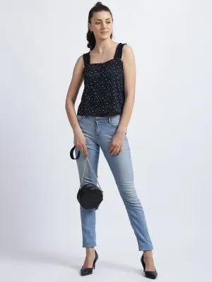Black Polka Strappy Top