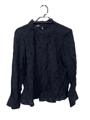 Black Textured Dot Long Sleeve Top