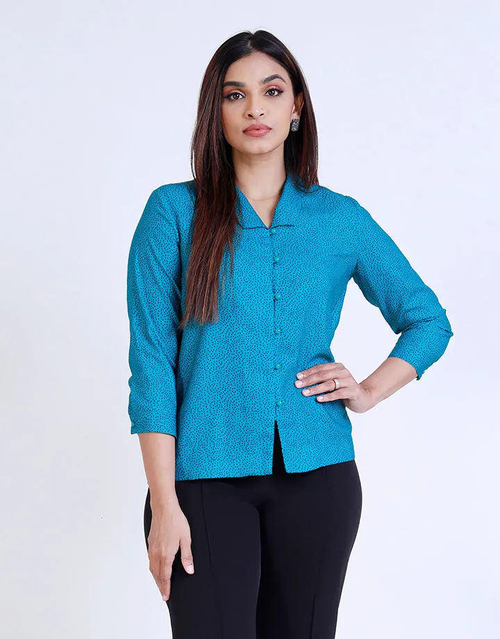 Collared Blouse with ¾ Sleeves