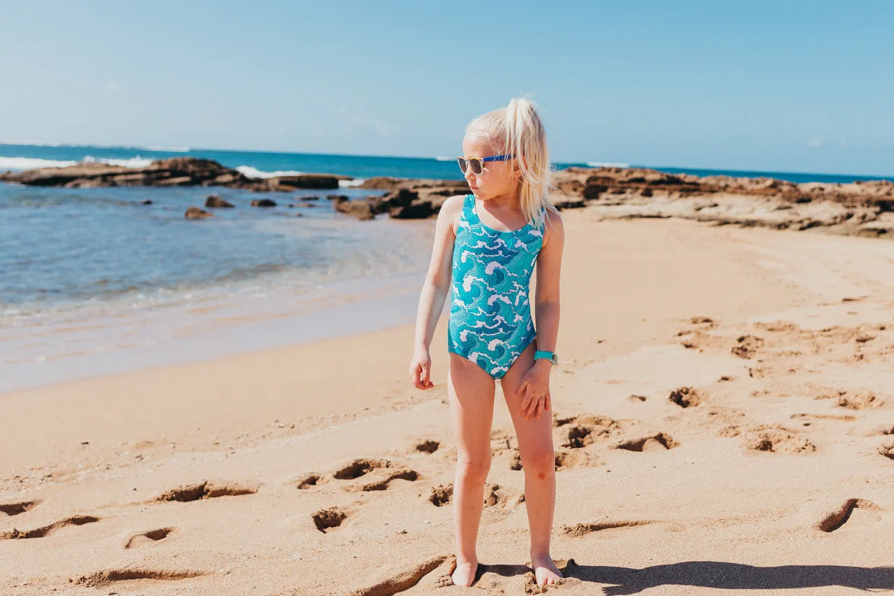 Girls UPF 50  One Piece Swimsuit | Aqua