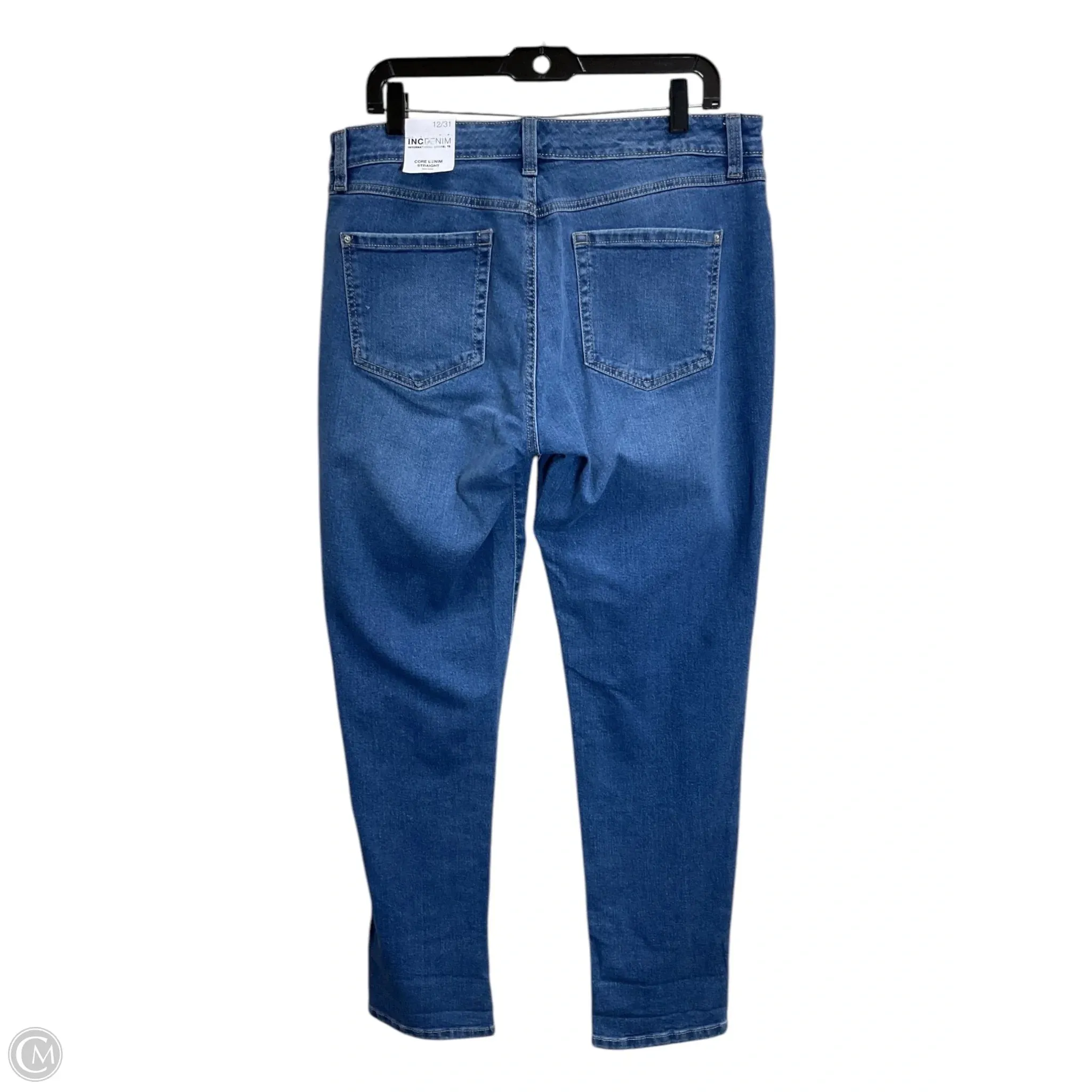Jeans Straight By Inc In Blue Denim, Size: 12