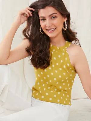 Lime Yellow Polka Dots Regular Top
