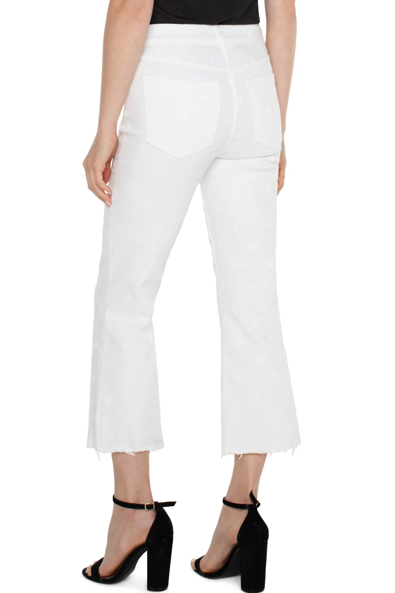 Liverpool Bright White Polka Dot Gia Glider Crop Flare
