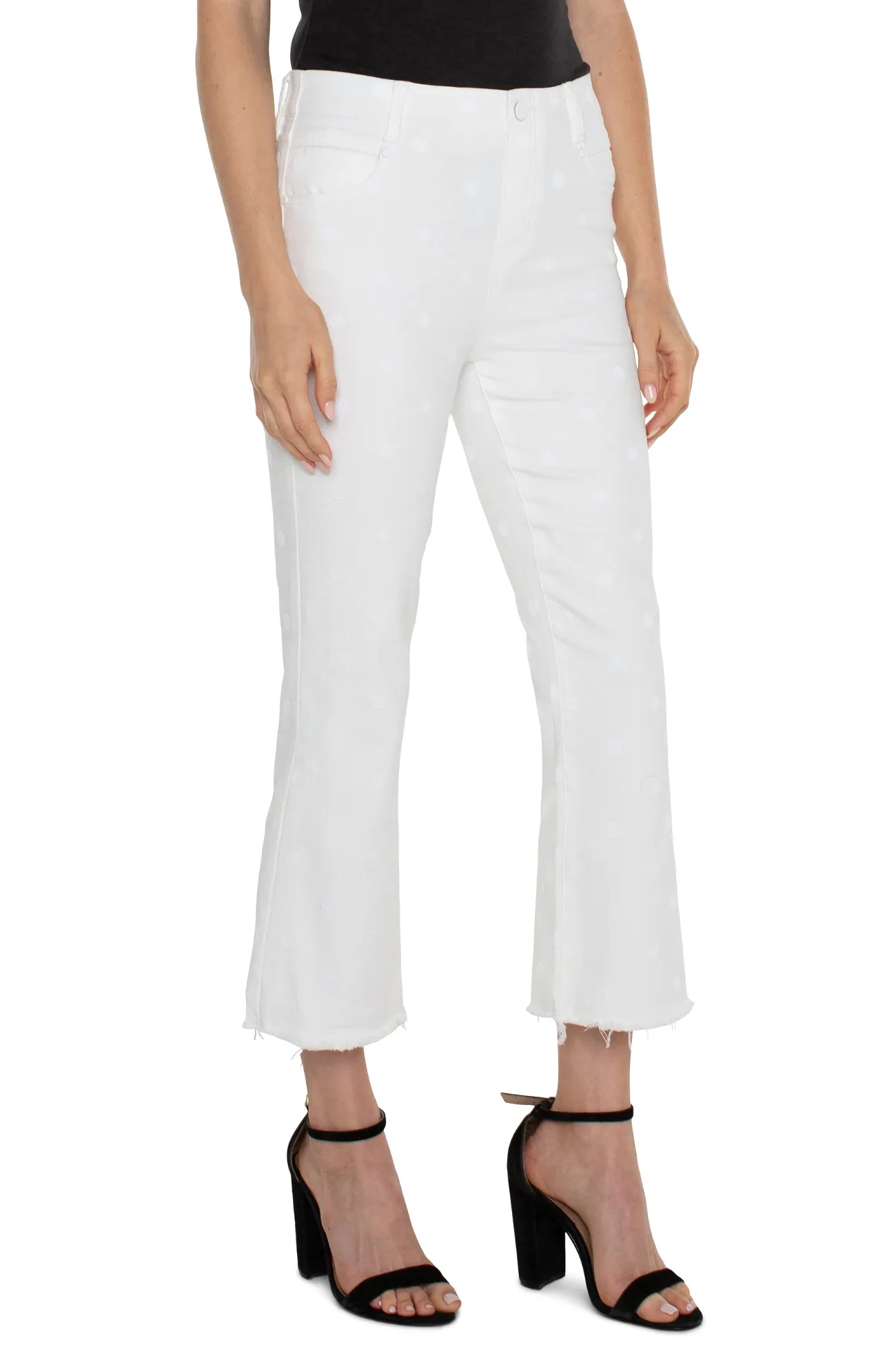 Liverpool Bright White Polka Dot Gia Glider Crop Flare