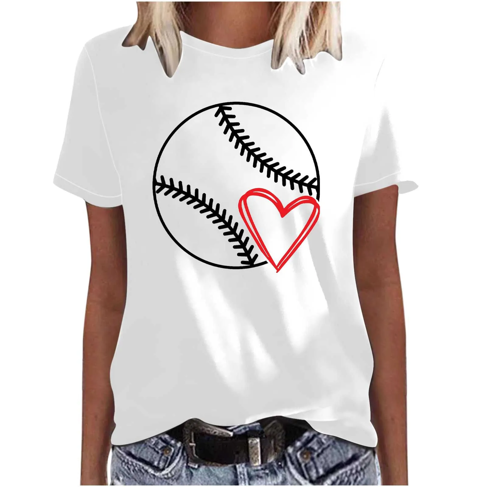 Mother's Day Baseball Women's Various Styles Loose-fitting Pullover Round-neck Short-sleeved T-shirt
