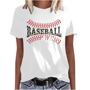 Mother's Day Baseball Women's Various Styles Loose-fitting Pullover Round-neck Short-sleeved T-shirt