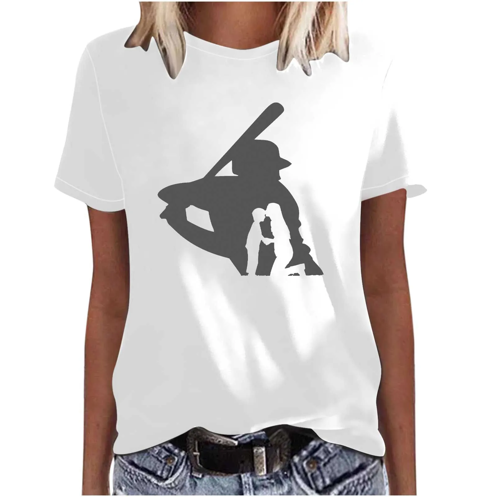 Mother's Day Baseball Women's Various Styles Loose-fitting Pullover Round-neck Short-sleeved T-shirt