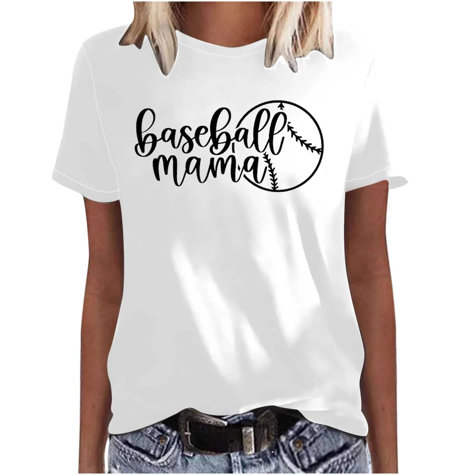 Mother's Day Baseball Women's Various Styles Loose-fitting Pullover Round-neck Short-sleeved T-shirt