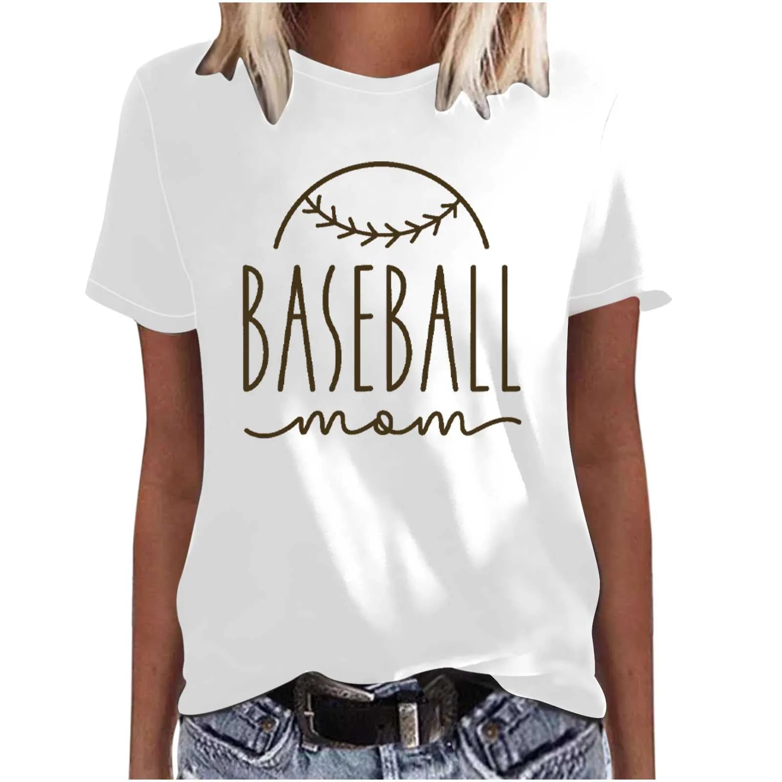 Mother's Day Baseball Women's Various Styles Loose-fitting Pullover Round-neck Short-sleeved T-shirt
