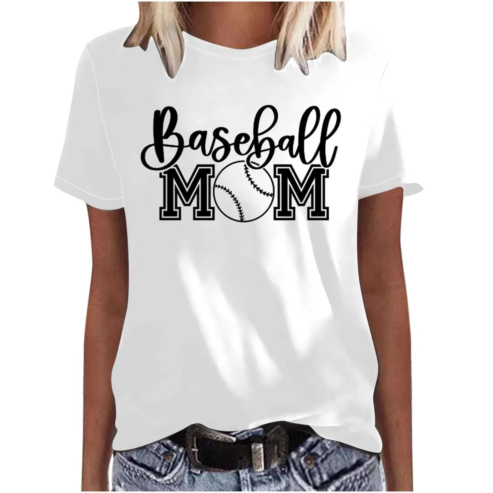 Mother's Day Baseball Women's Various Styles Loose-fitting Pullover Round-neck Short-sleeved T-shirt