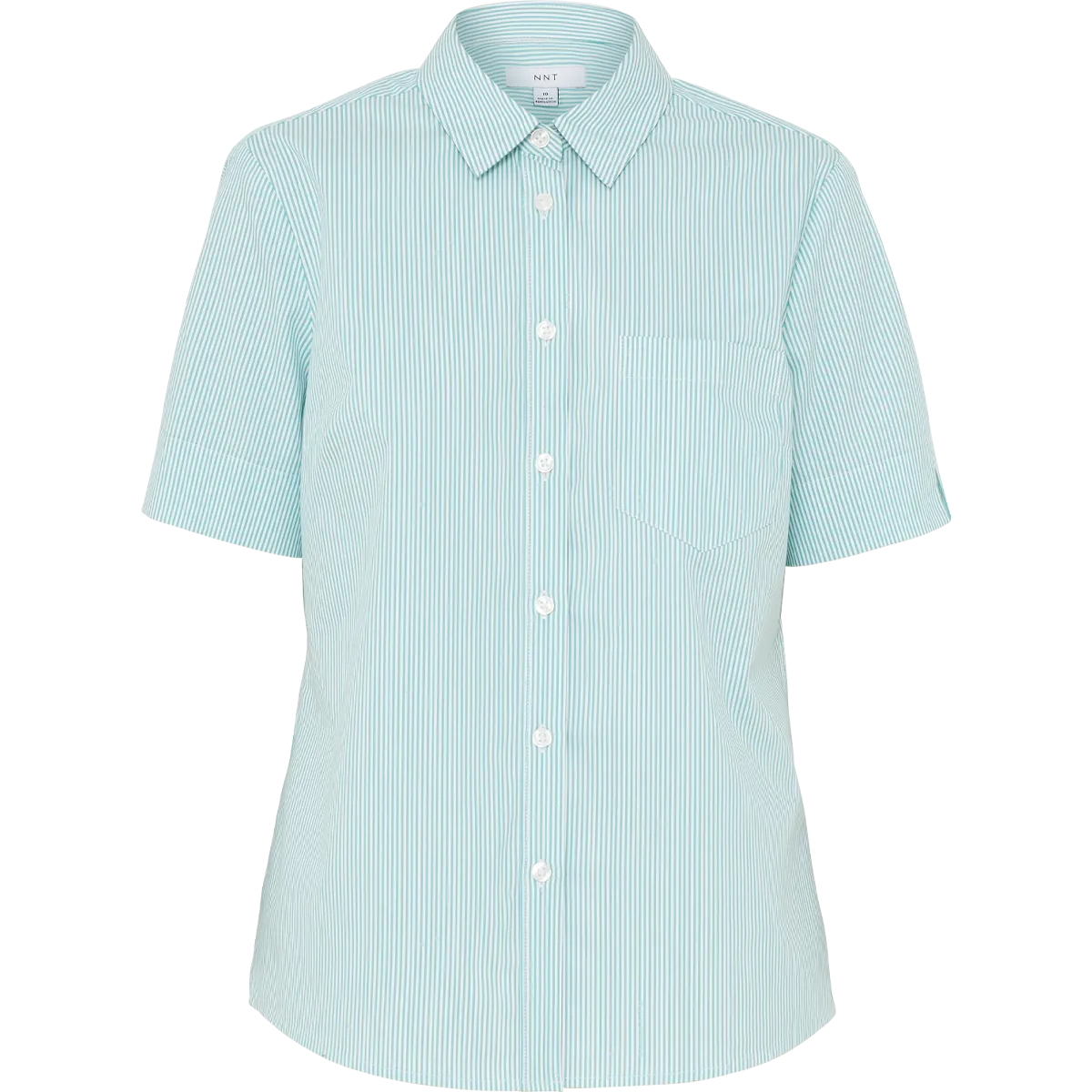 NNT Women's Avignon Fine Block Stripe Stretch Short Sleeve Shirt - Mint White