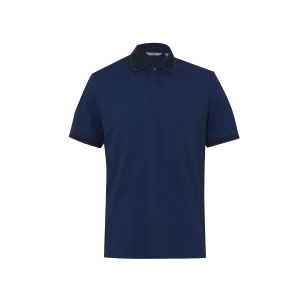 NNT Women's Textured Cotton Poly Short Sleeve Polo - Blue/Navy