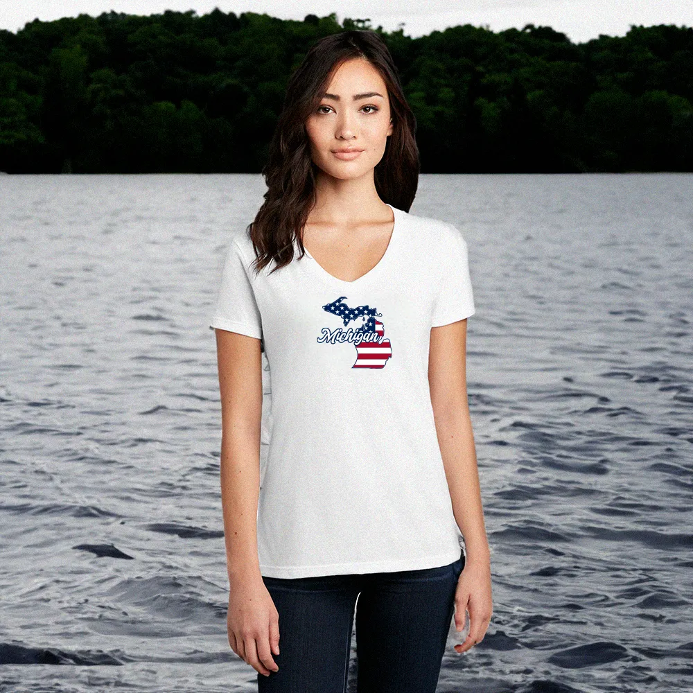 "Patriotic Michigan" Women's V-Neck