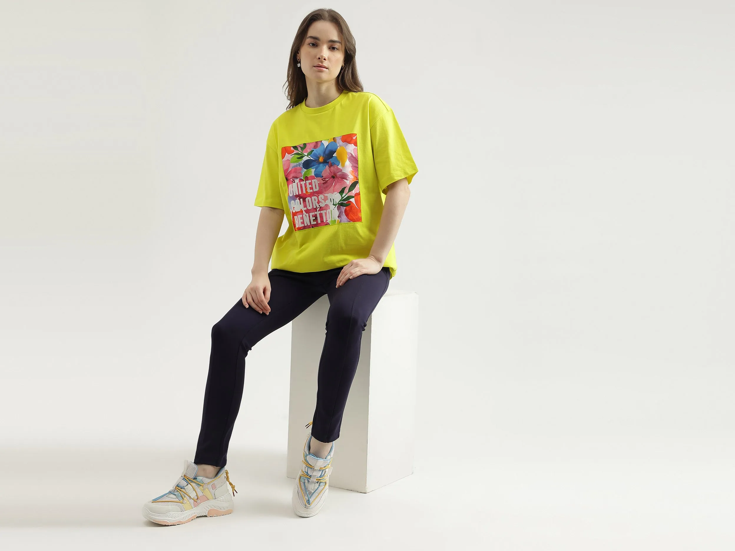 Regular Fit Crew Neck Printed Women's T-Shirt