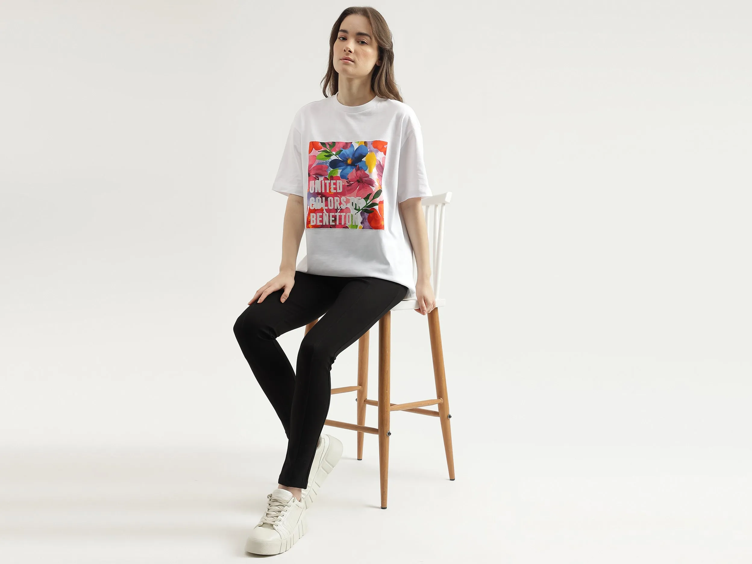Regular Fit Crew Neck Printed Women's T-Shirt