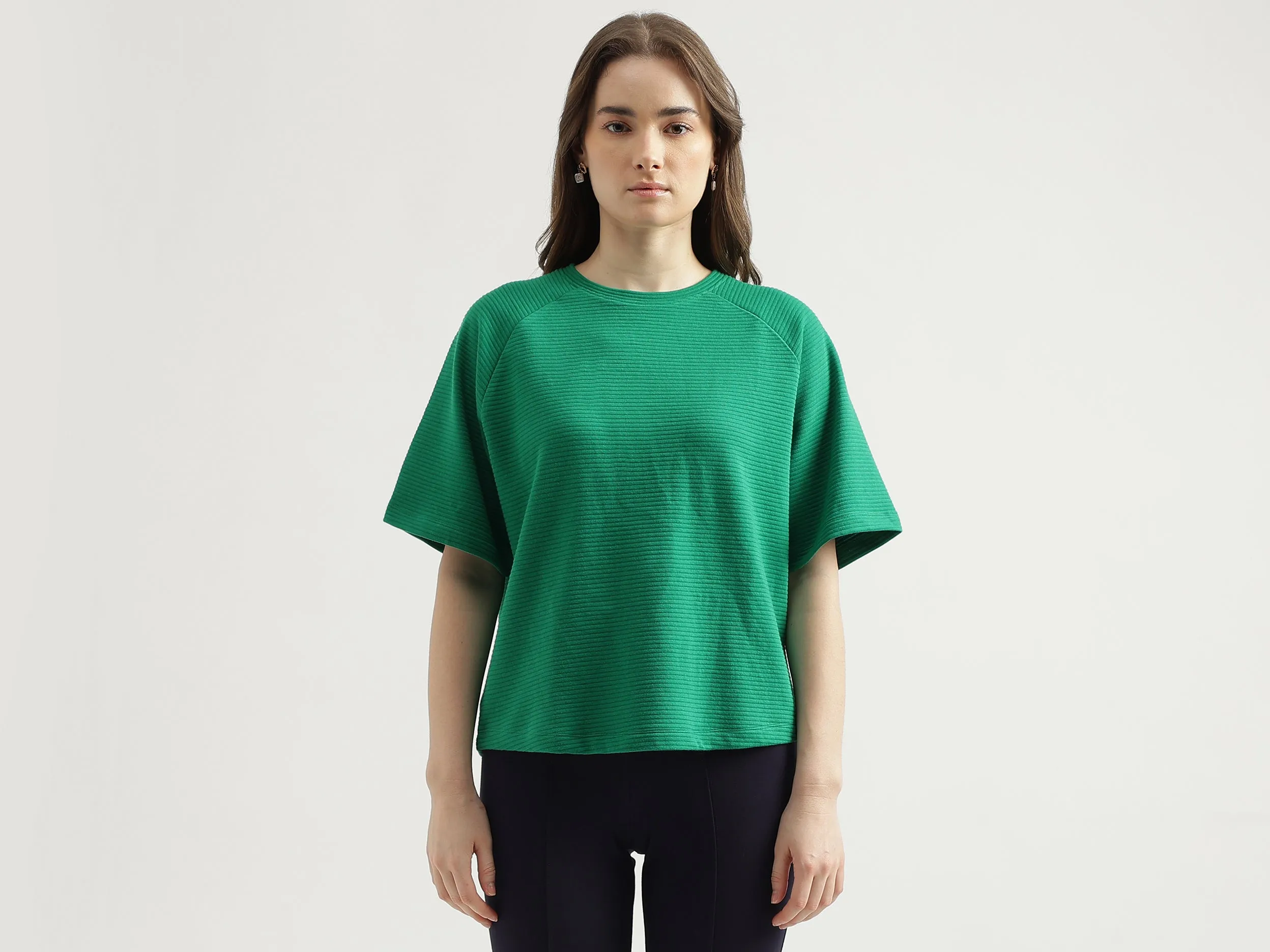 Regular Fit Crew Neck Ribbed Women's T-Shirt