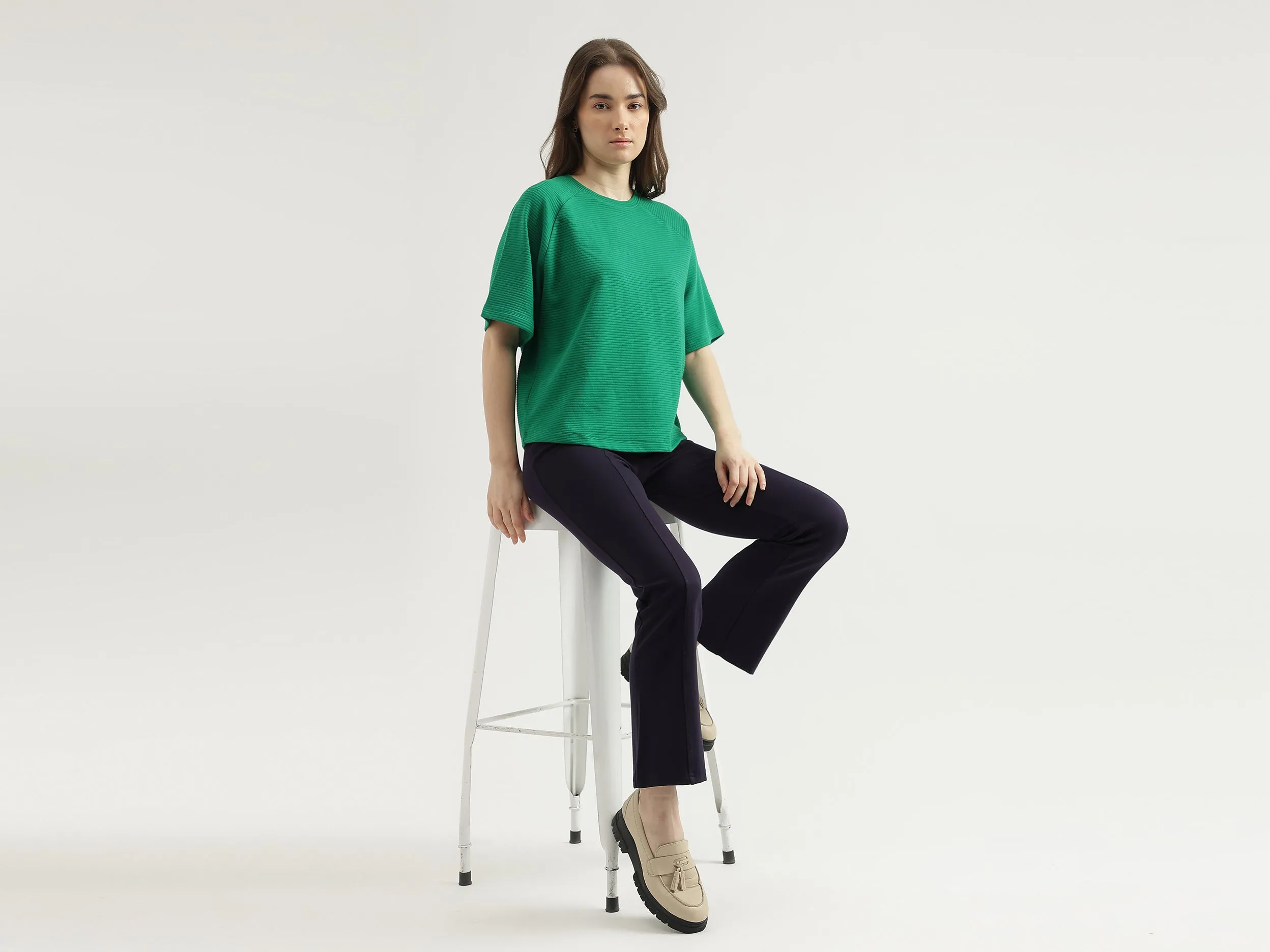 Regular Fit Crew Neck Ribbed Women's T-Shirt