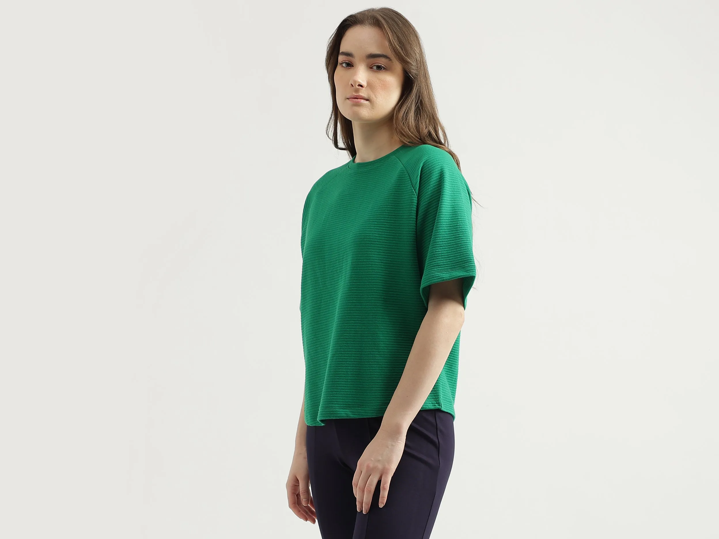 Regular Fit Crew Neck Ribbed Women's T-Shirt