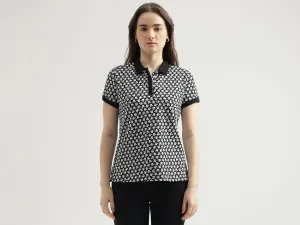 Regular Fit Polo Neck Printed Women's T-Shirt