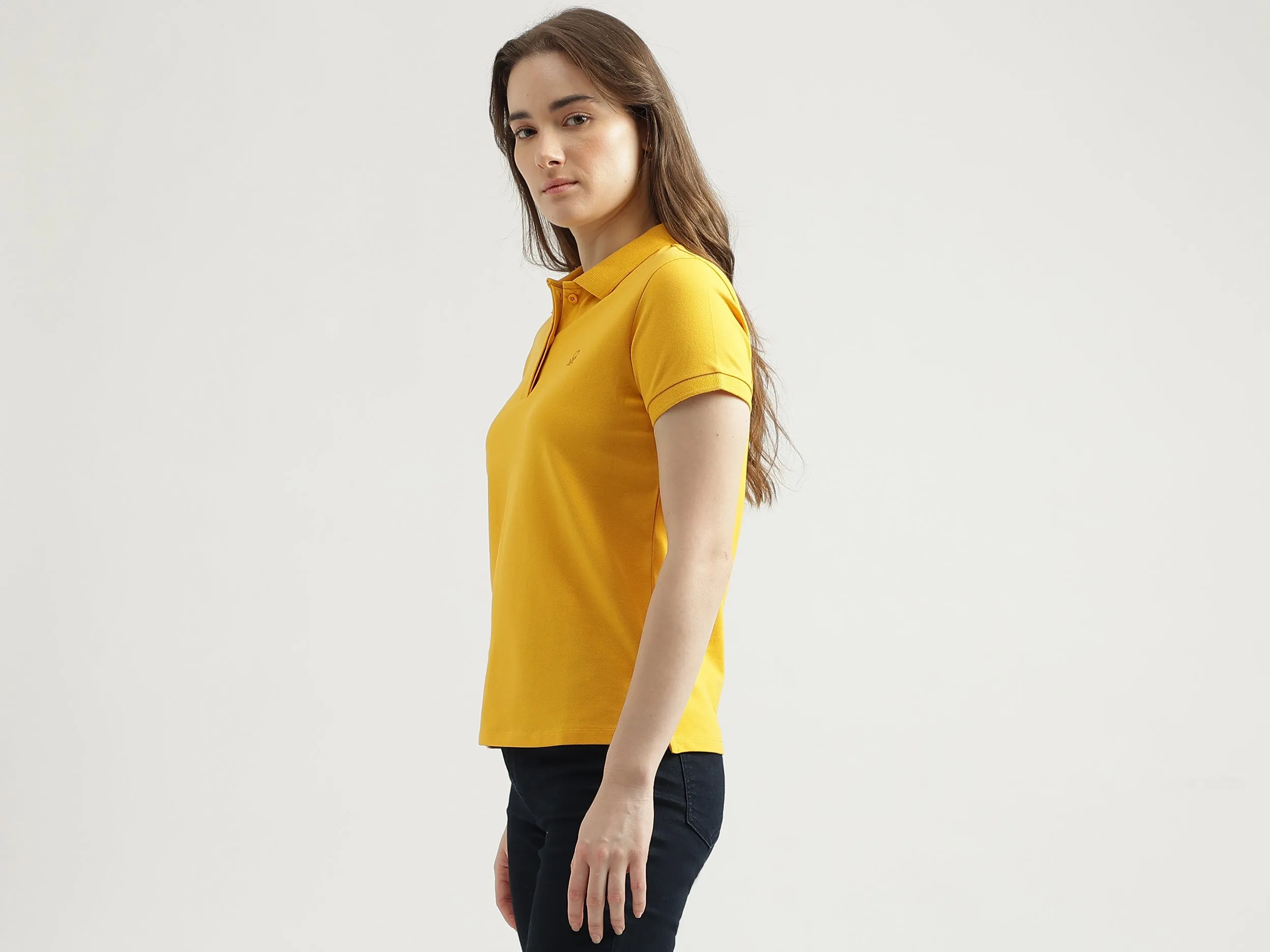 Regular Fit Polo Neck Solid Women's T-Shirt
