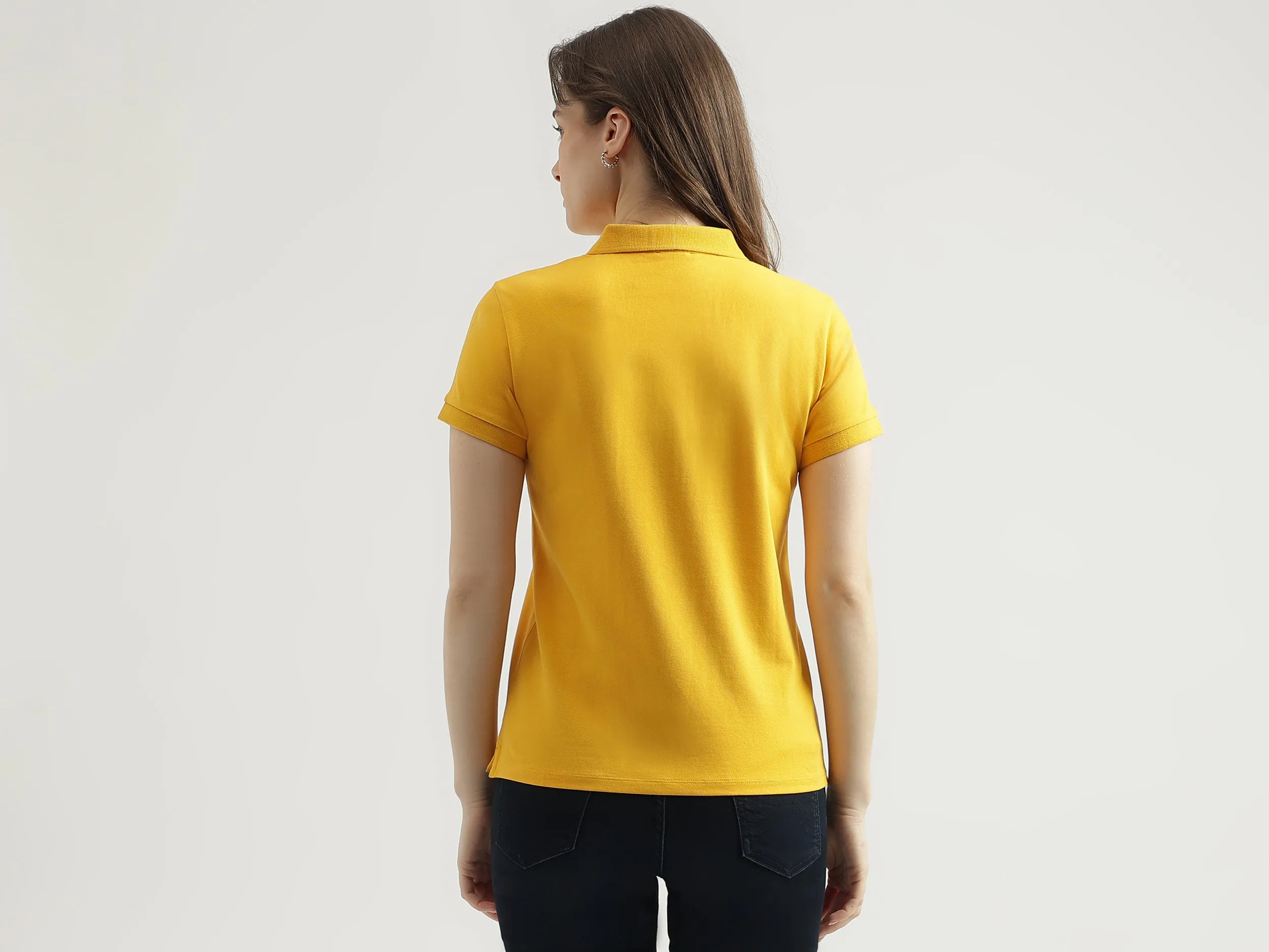 Regular Fit Polo Neck Solid Women's T-Shirt