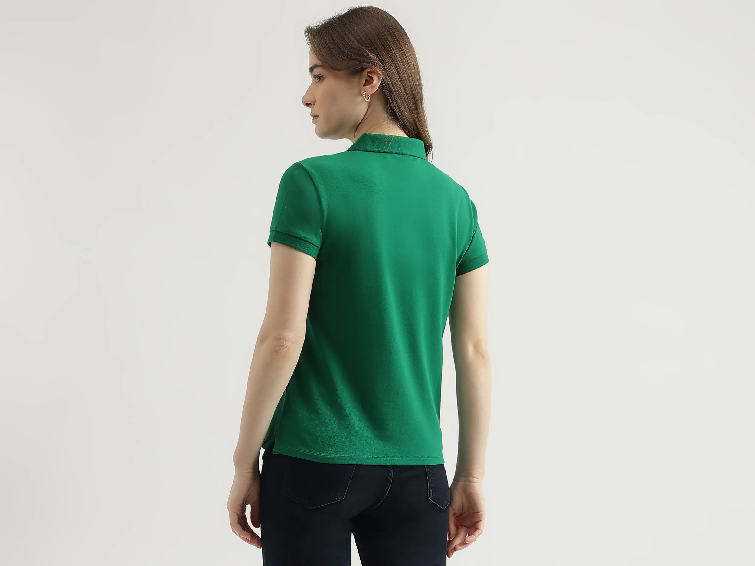 Regular Fit Polo Neck Solid Women's T-Shirt