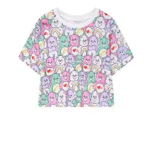 Women T Shirt Colorful Bears Crop Top Cartoon Loose Summer T-Shirt Cotton Kawaii Tshirt Summer Short Tee Letter Tops