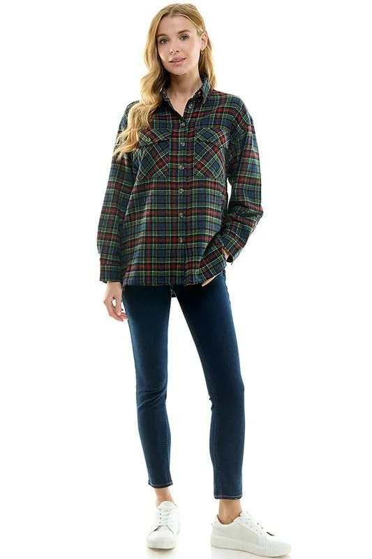 Women's over size Loose Fit Plaid Shirts