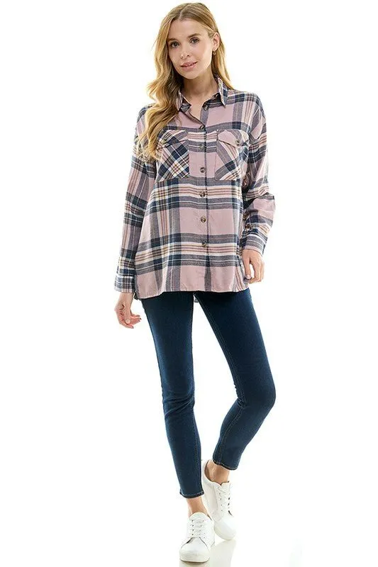 Women's over size Loose Fit Plaid Shirts