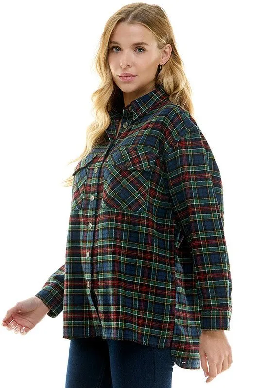 Women's over size Loose Fit Plaid Shirts