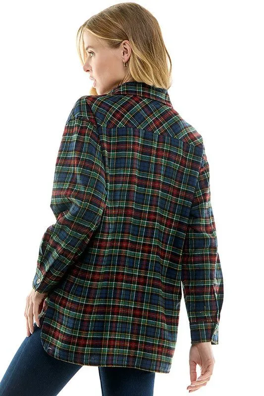 Women's over size Loose Fit Plaid Shirts