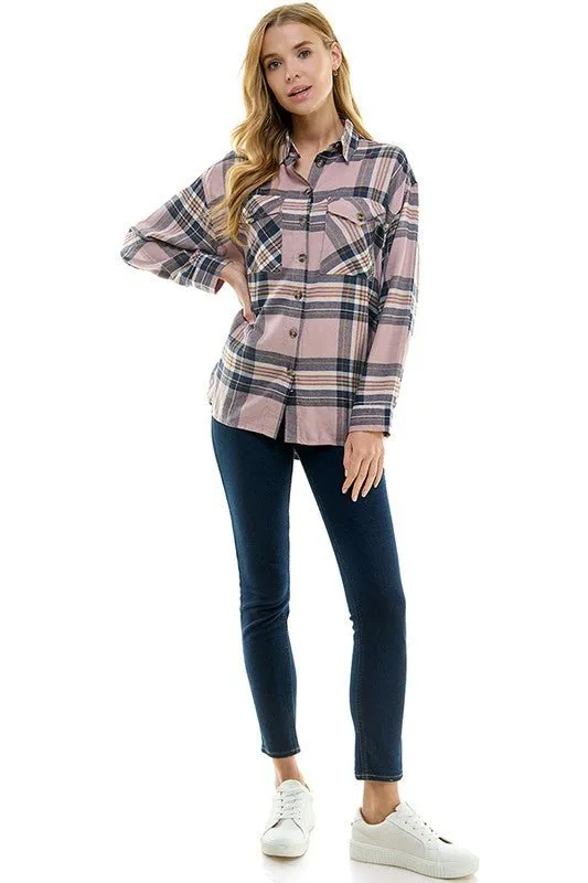 Women's over size Loose Fit Plaid Shirts