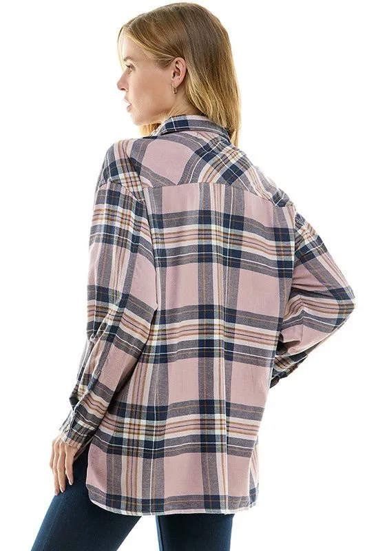 Women's over size Loose Fit Plaid Shirts