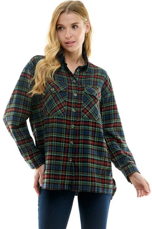 Women's over size Loose Fit Plaid Shirts