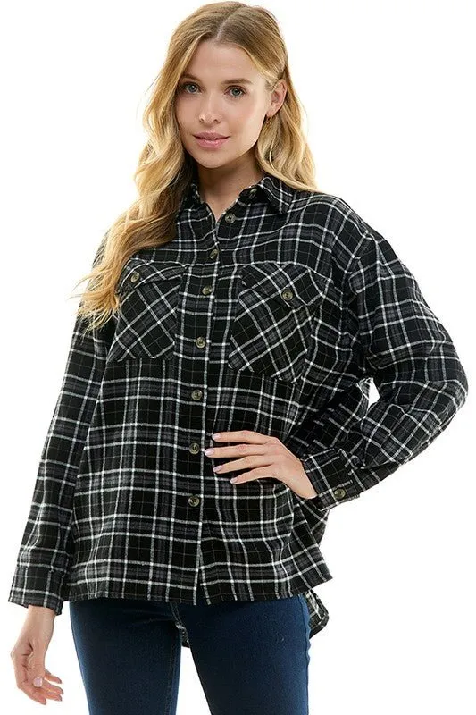 Women's over size Loose Fit Plaid Shirts