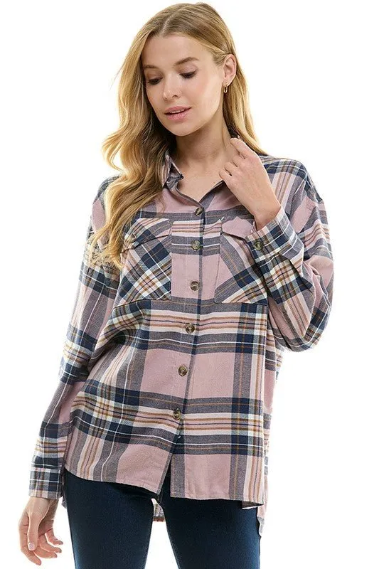 Women's over size Loose Fit Plaid Shirts