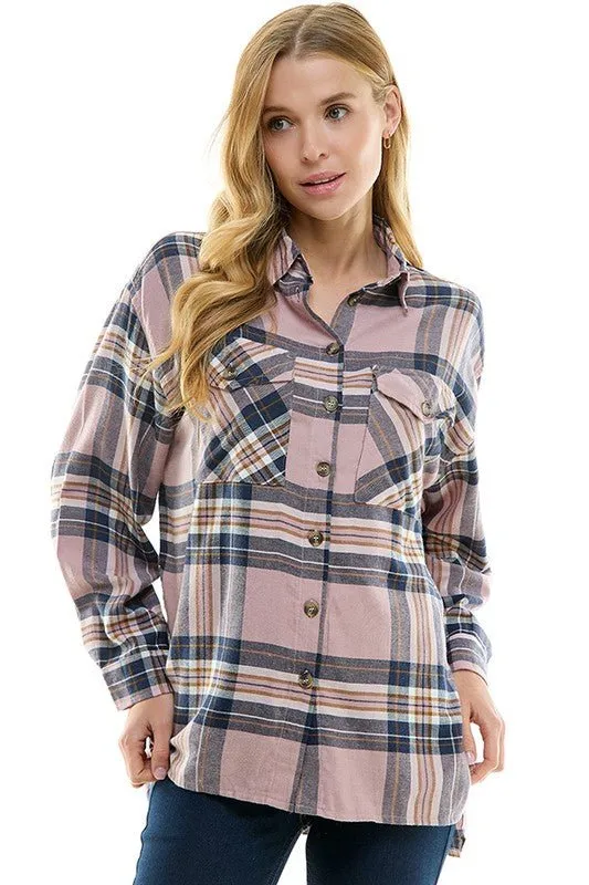 Women's over size Loose Fit Plaid Shirts