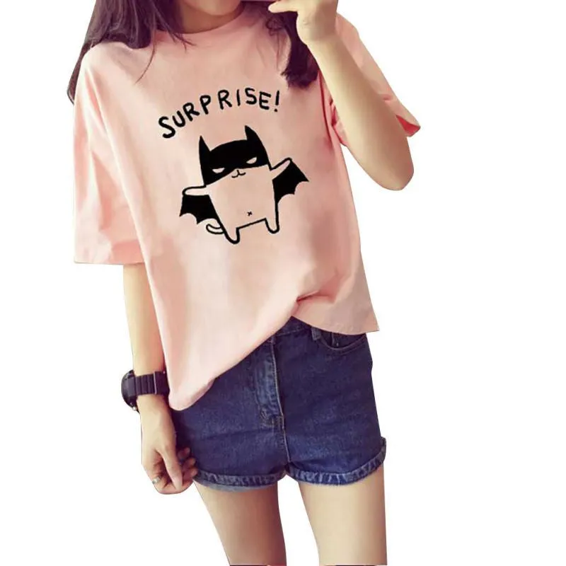 Women's Summer T-Shirt Lovely Bat Printed Short Sleeve Tops